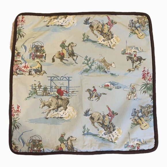 Western Cowboy Rodeo Pillow Cover Sham Handmade Vintage Horse Boy Nursery 26" - Picture 1 of 14